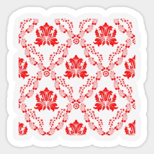 Red damask pattern Sticker